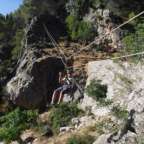 Zipline, absaling and rock climbing
